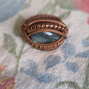 Elegant Copper and Blue Stone Ring